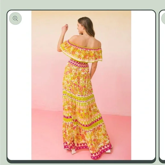 NWT! Flying Tomato Juno Floral Garden Off the Shoulder Maxi Dress Size Medium - Picture 2 of 13